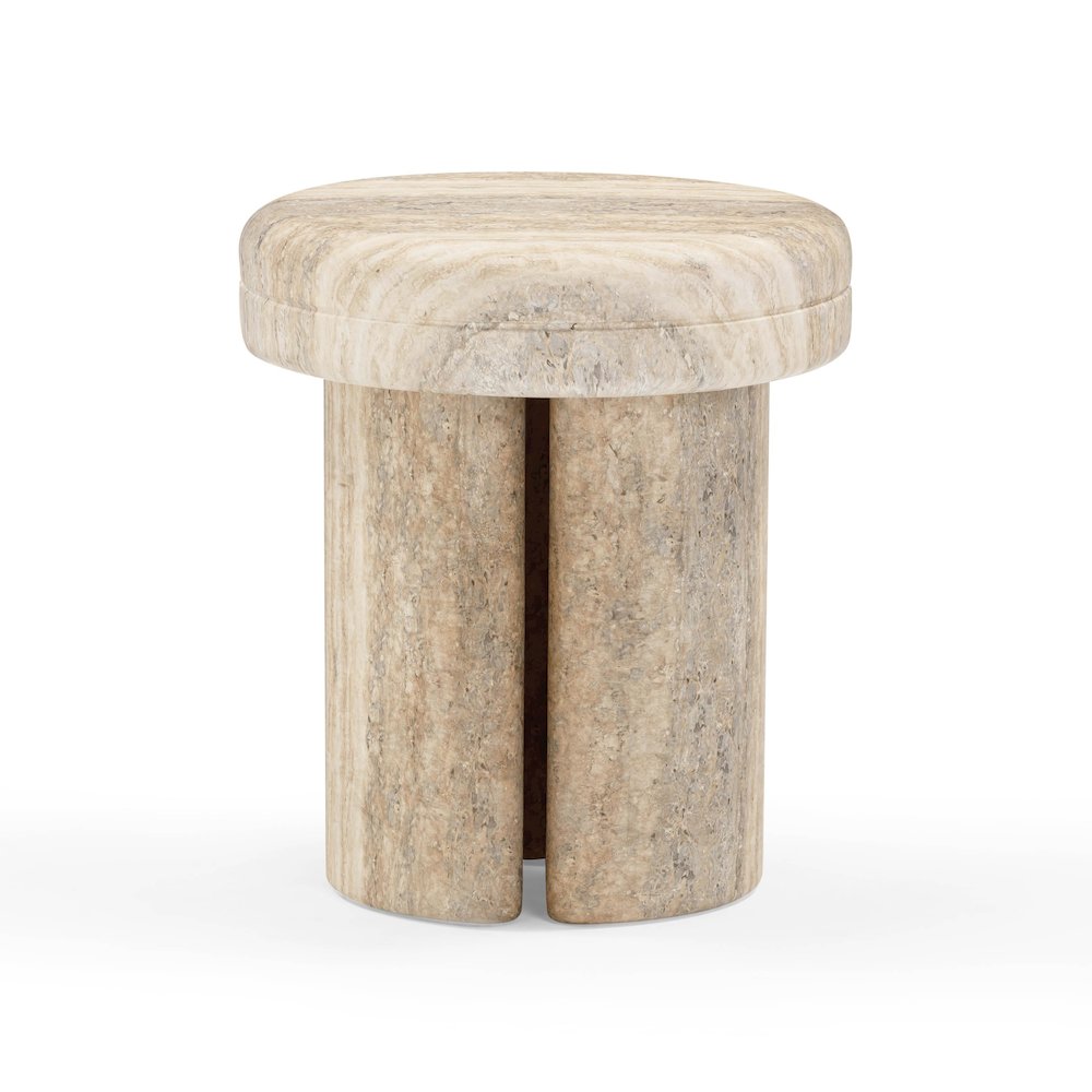 Sheila Travertine Textured Concrete Side Table. Picture 3