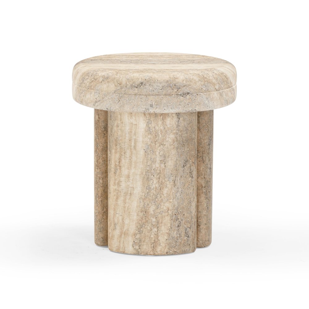 Sheila Travertine Textured Concrete Side Table. Picture 4