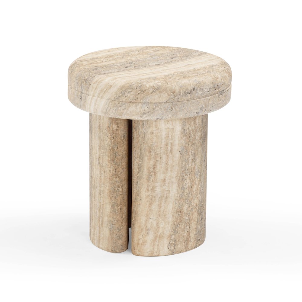Sheila Travertine Textured Concrete Side Table. Picture 5
