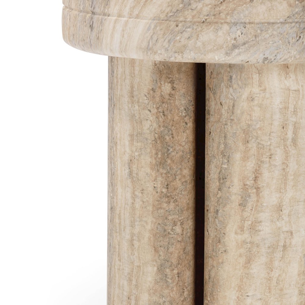 Sheila Travertine Textured Concrete Side Table. Picture 6
