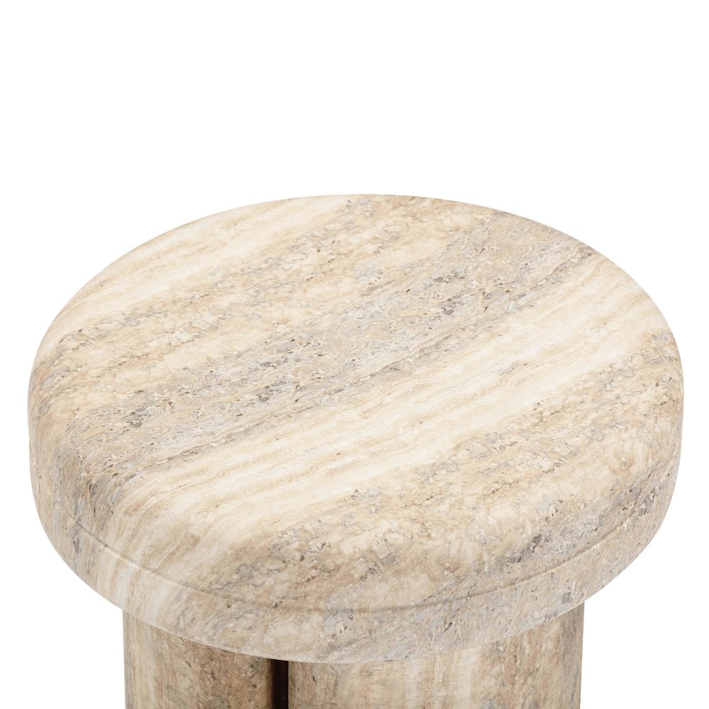Sheila Travertine Textured Concrete Side Table. Picture 7