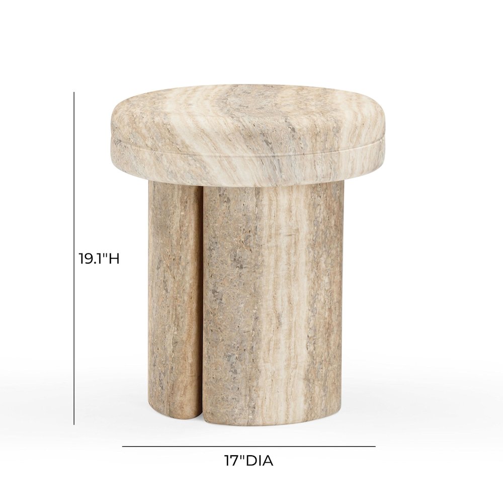 Sheila Travertine Textured Concrete Side Table. Picture 8