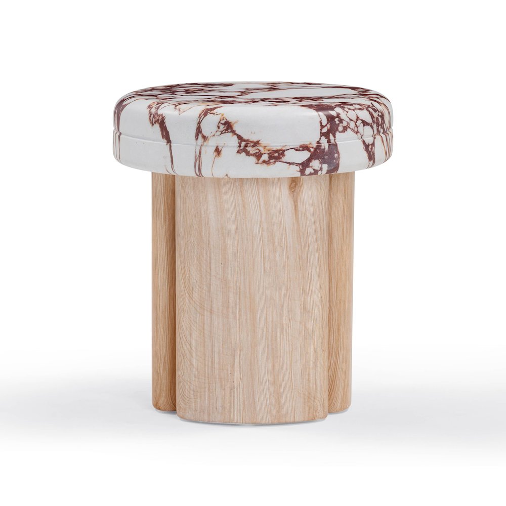 Sheila Wood and Breccia Capraia Textured Concrete Side Table. Picture 3