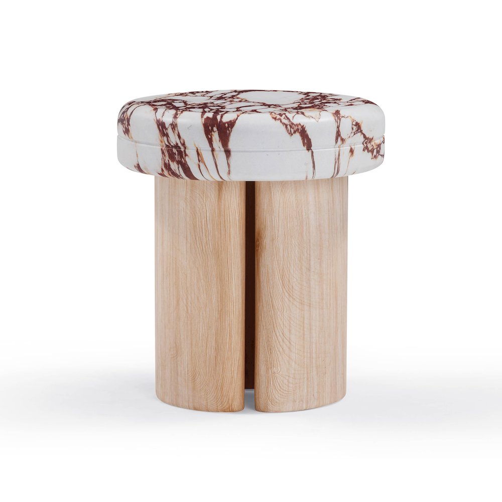 Sheila Wood and Breccia Capraia Textured Concrete Side Table. Picture 4