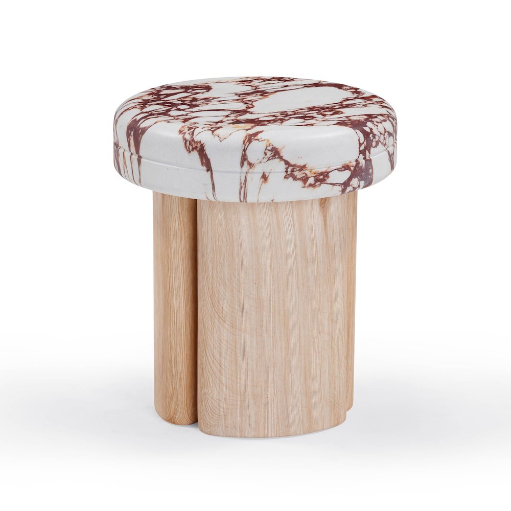 Sheila Wood and Breccia Capraia Textured Concrete Side Table. Picture 5