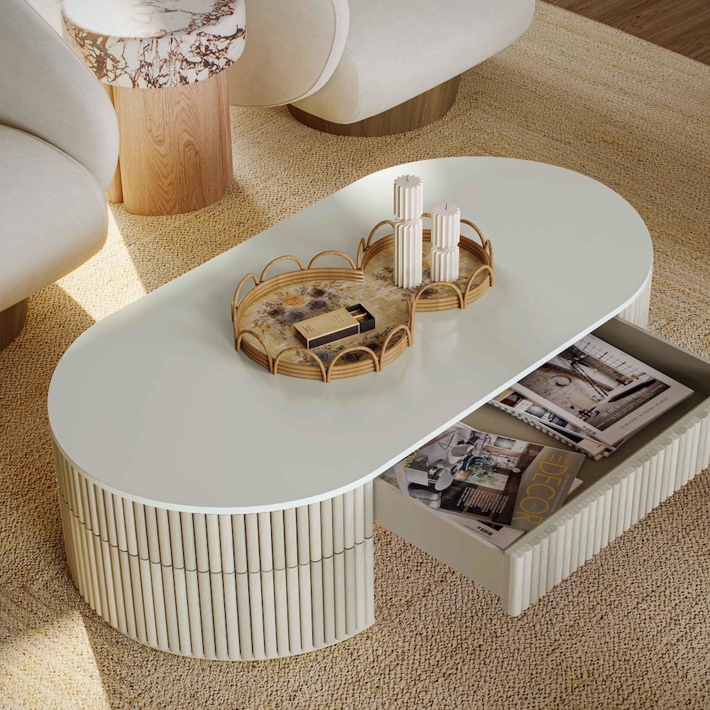 Bella Cream Large Storage Coffee Table. Picture 2
