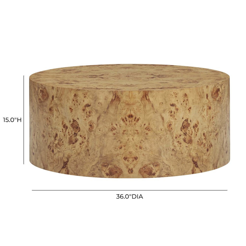 Fig Natural Burl Drum Coffee Table. Picture 8