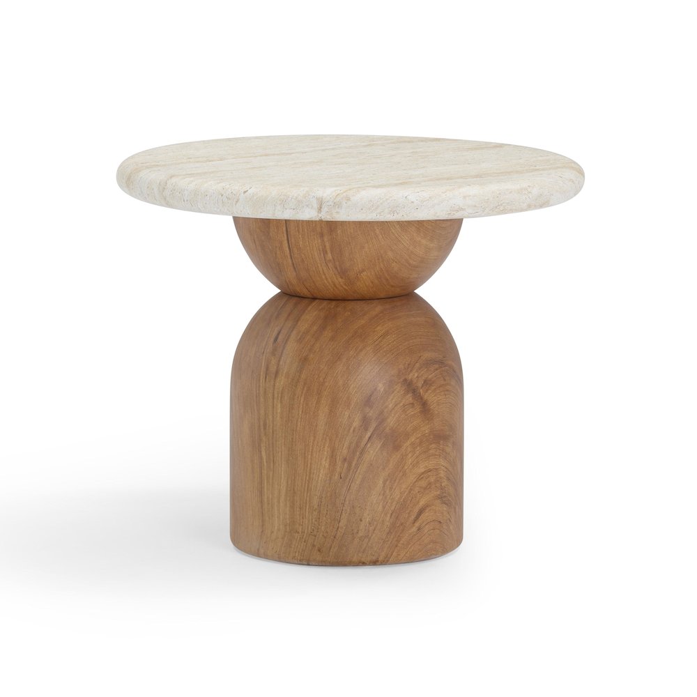 Cynthia Travertine Concrete Indoor / Outdoor Side Table. Picture 1