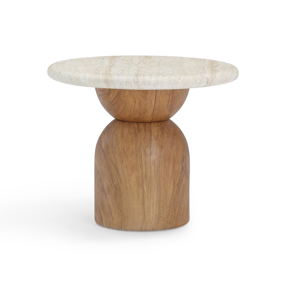 Cynthia Travertine Concrete Indoor / Outdoor Side Table. Picture 3