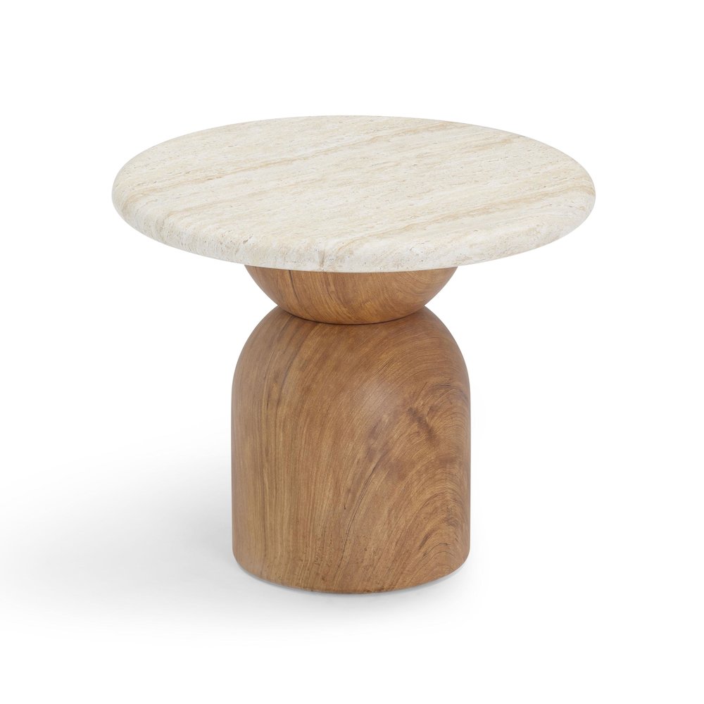 Cynthia Travertine Concrete Indoor / Outdoor Side Table. Picture 4