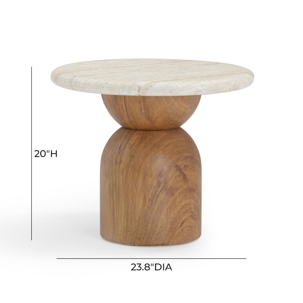Cynthia Travertine Concrete Indoor / Outdoor Side Table. Picture 8