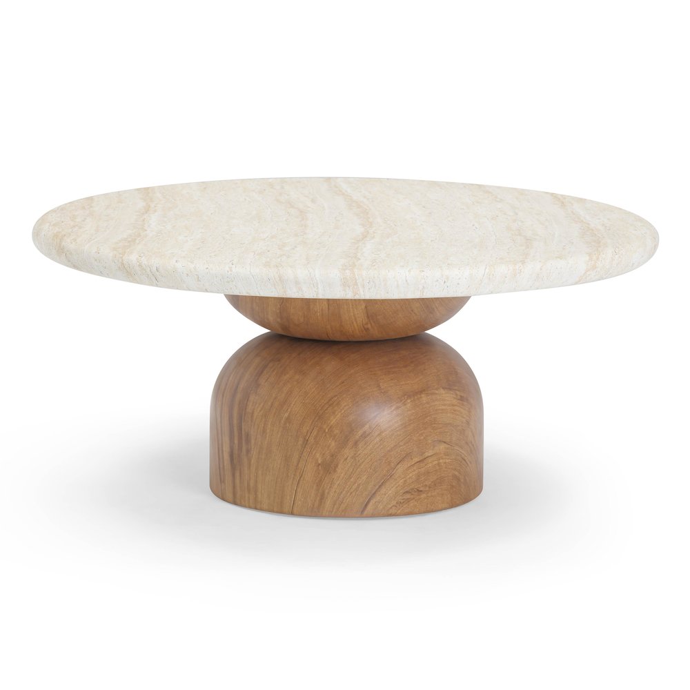 Cynthia Travertine Concrete Indoor / Outdoor Coffee Table. Picture 1