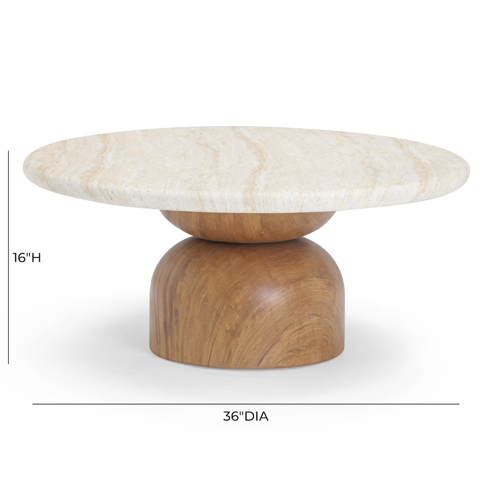 Cynthia Travertine Concrete Indoor / Outdoor Coffee Table. Picture 7
