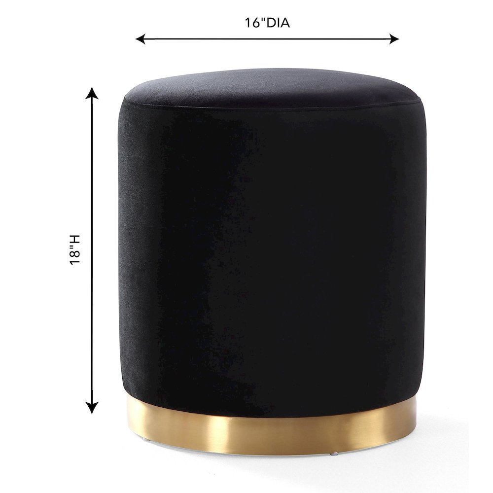 Opal Black Velvet Ottoman -Gold Base. Picture 3