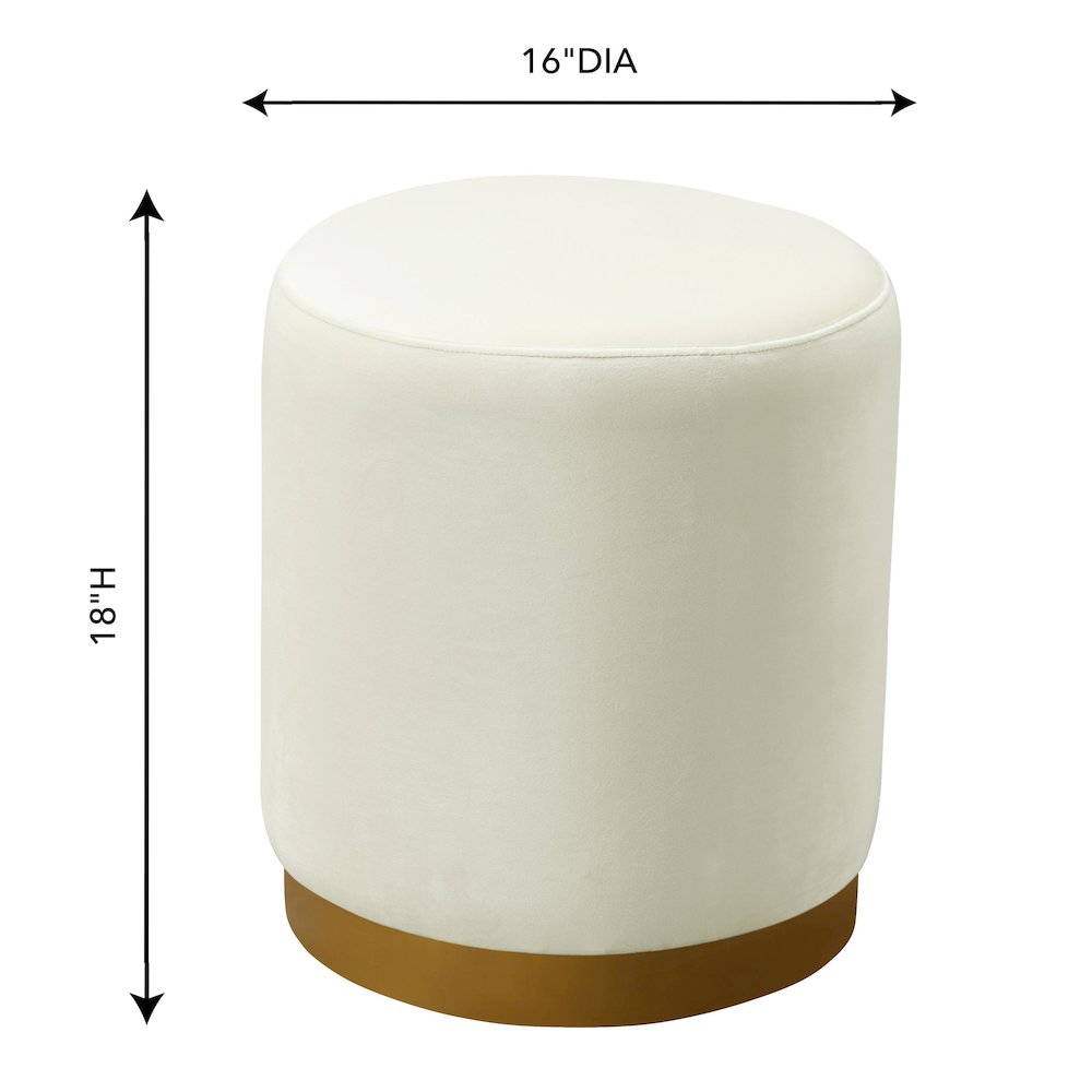 Opal Cream Velvet Ottoman with Gold Base. Picture 5