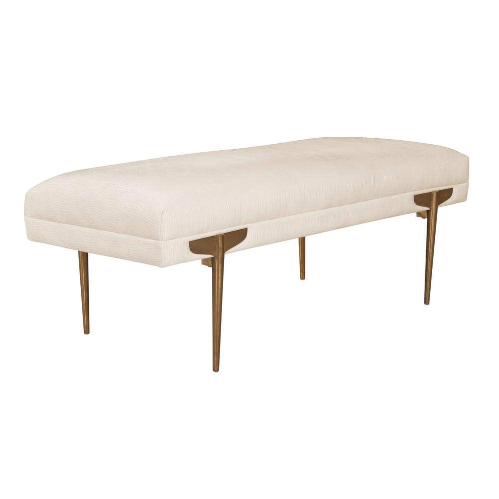 Brno White Waived Velvet Bench. Picture 2