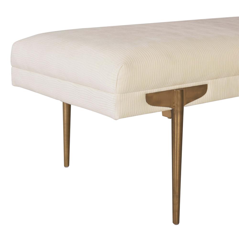 Brno White Waived Velvet Bench. Picture 4