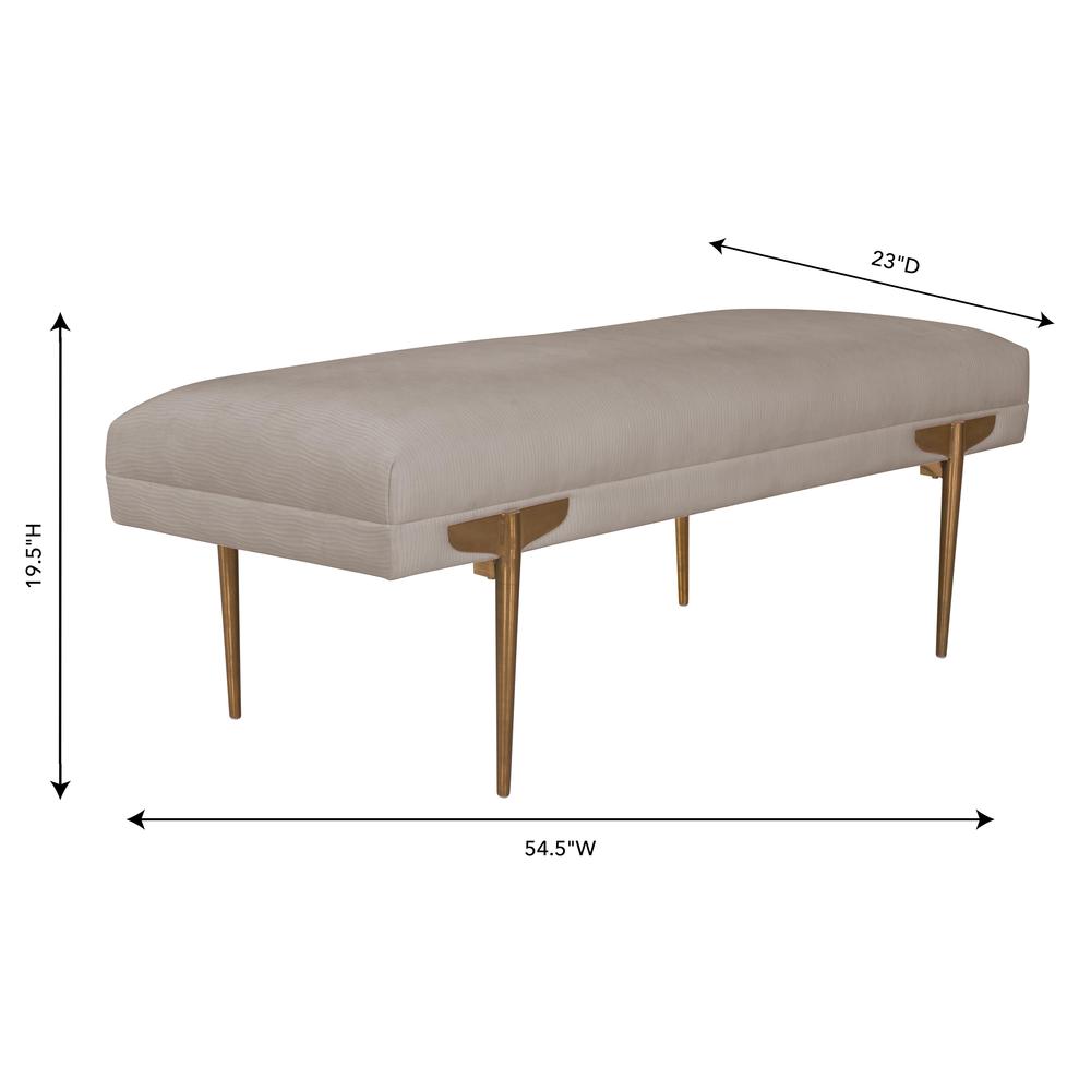 Brno White Waived Velvet Bench. Picture 8