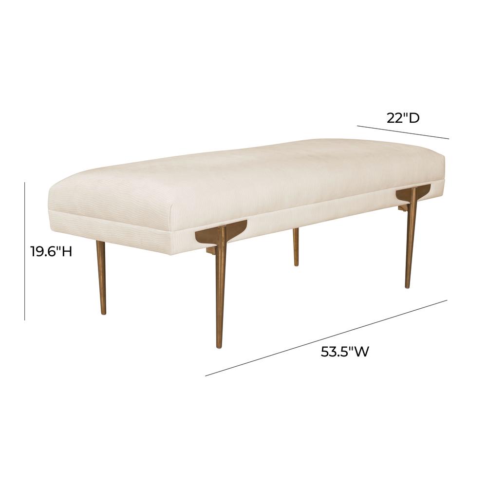 Brno White Waived Velvet Bench. Picture 5