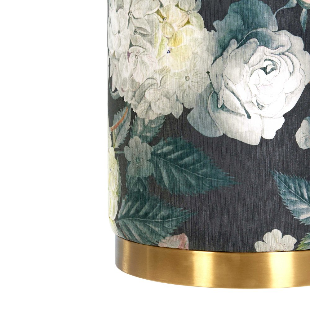 Opal Floral Velvet Ottoman with Gold Base. Picture 5