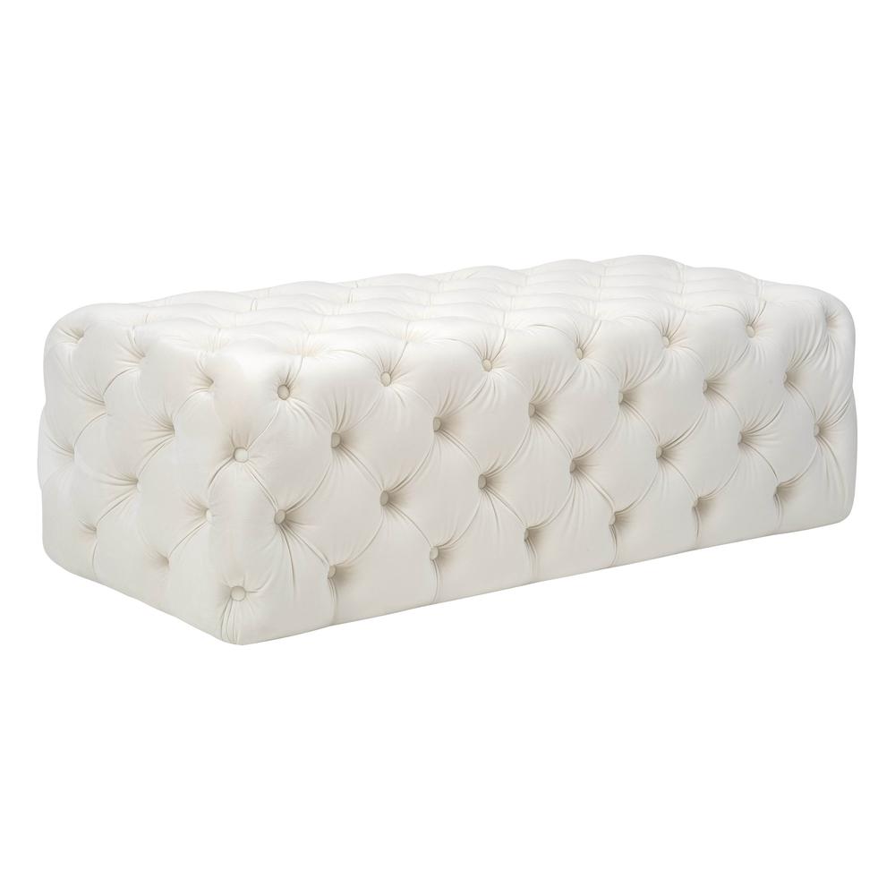 Kaylee Cream Velvet Ottoman. Picture 6