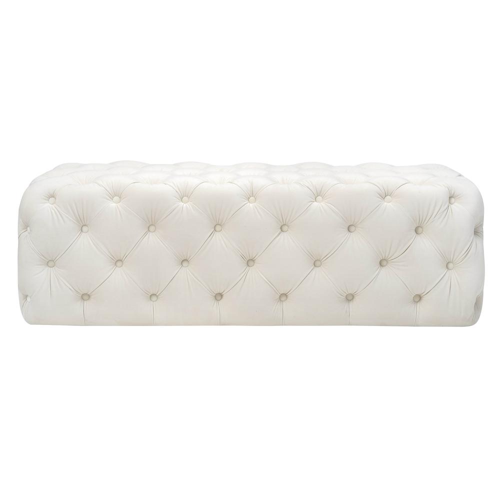Kaylee Cream Velvet Ottoman. Picture 2