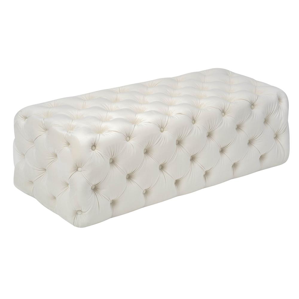Kaylee Cream Velvet Ottoman. Picture 7