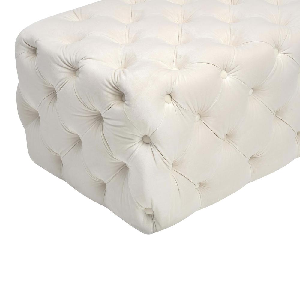 Kaylee Cream Velvet Ottoman. Picture 8