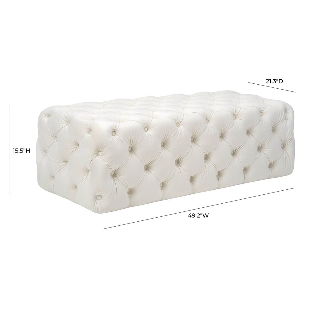 Kaylee Cream Velvet Ottoman. Picture 3