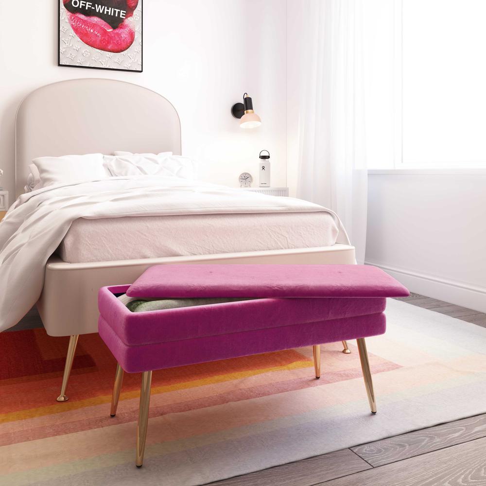 Ziva Plum Velvet Storage Bench. Picture 7