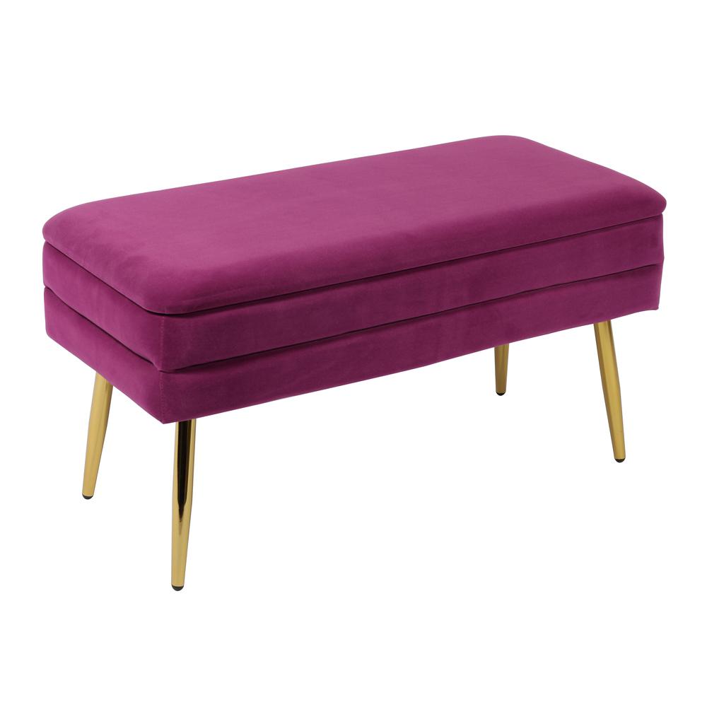 Ziva Plum Velvet Storage Bench. Picture 1