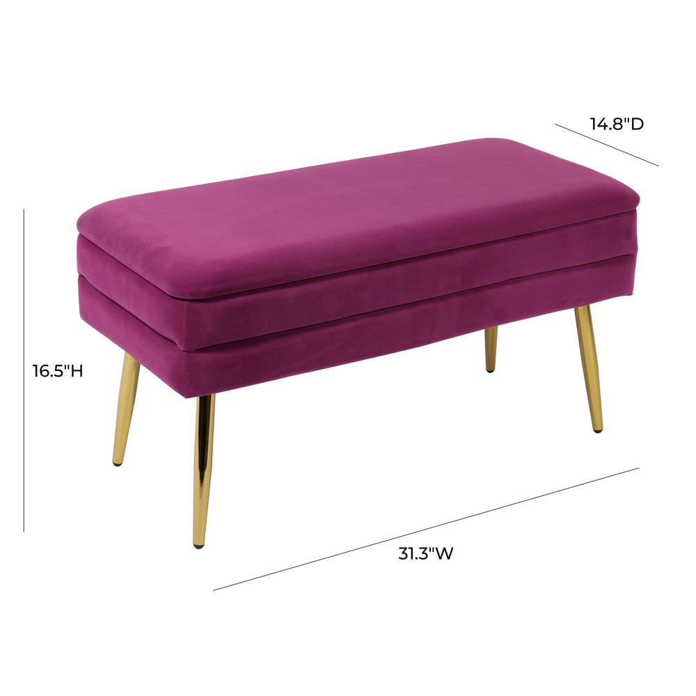 Ziva Plum Velvet Storage Bench. Picture 5