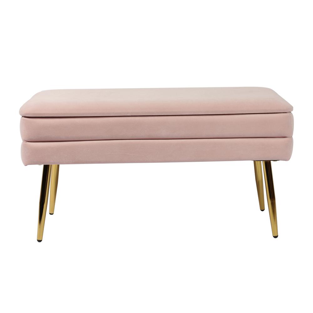 Ziva Blush Velvet Storage Bench. Picture 2