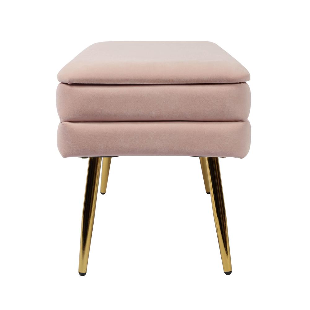 Ziva Blush Velvet Storage Bench. Picture 4