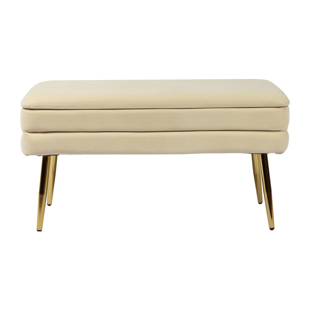 Ziva Cream Velvet Storage Bench. Picture 2