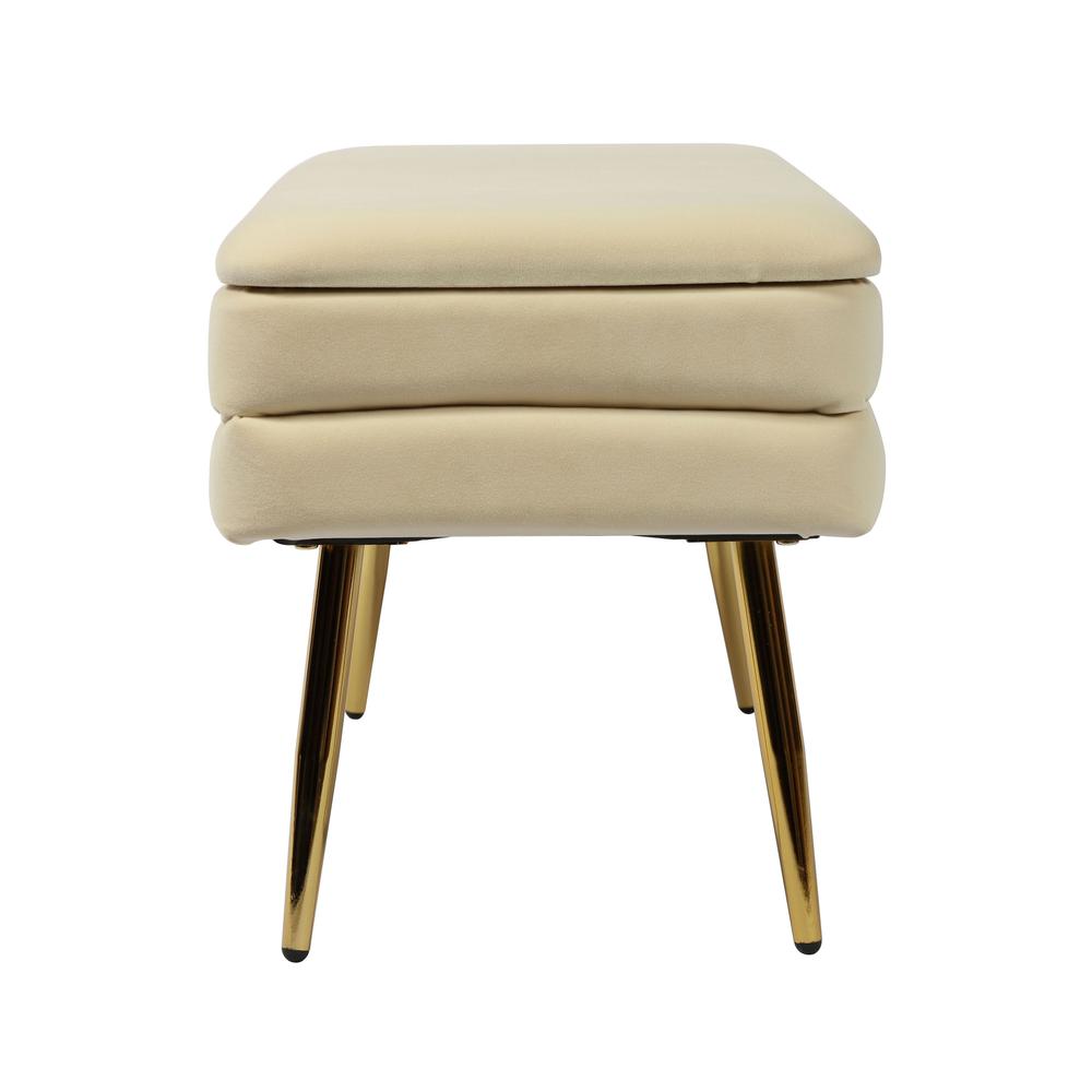 Ziva Cream Velvet Storage Bench. Picture 4