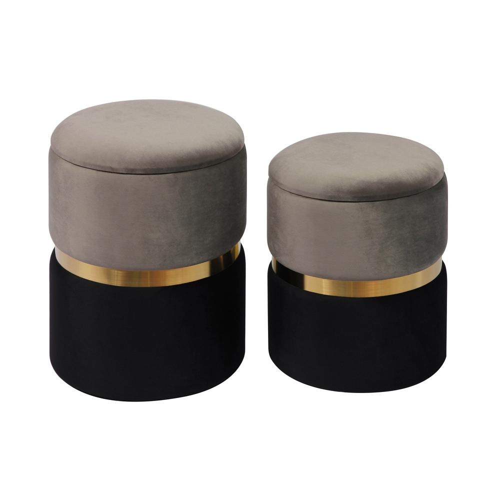 Gigi Grey Velvet Storage Ottomans - Set of 2. Picture 3