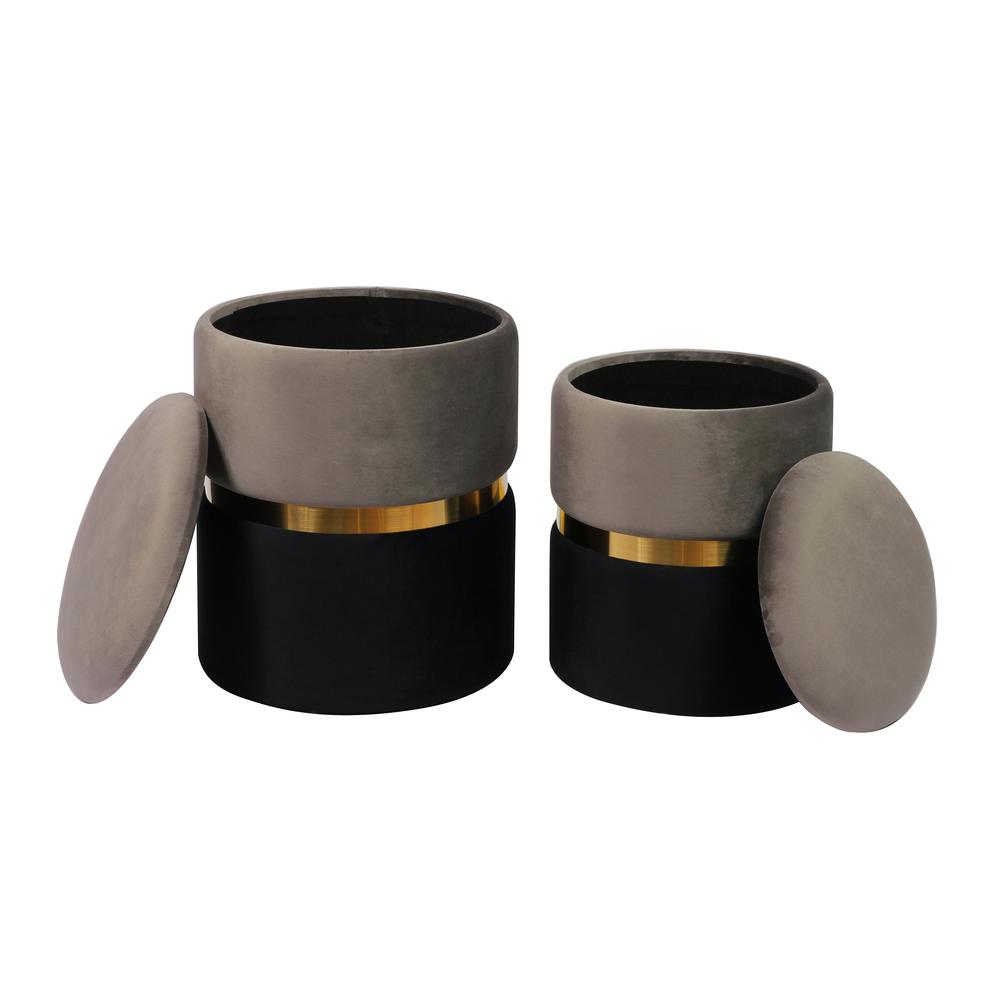 Gigi Grey Velvet Storage Ottomans - Set of 2. Picture 4