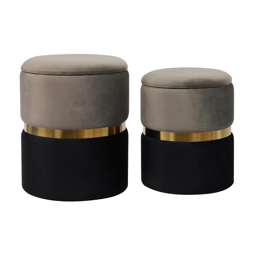 Gigi Grey Velvet Storage Ottomans - Set of 2. Picture 5