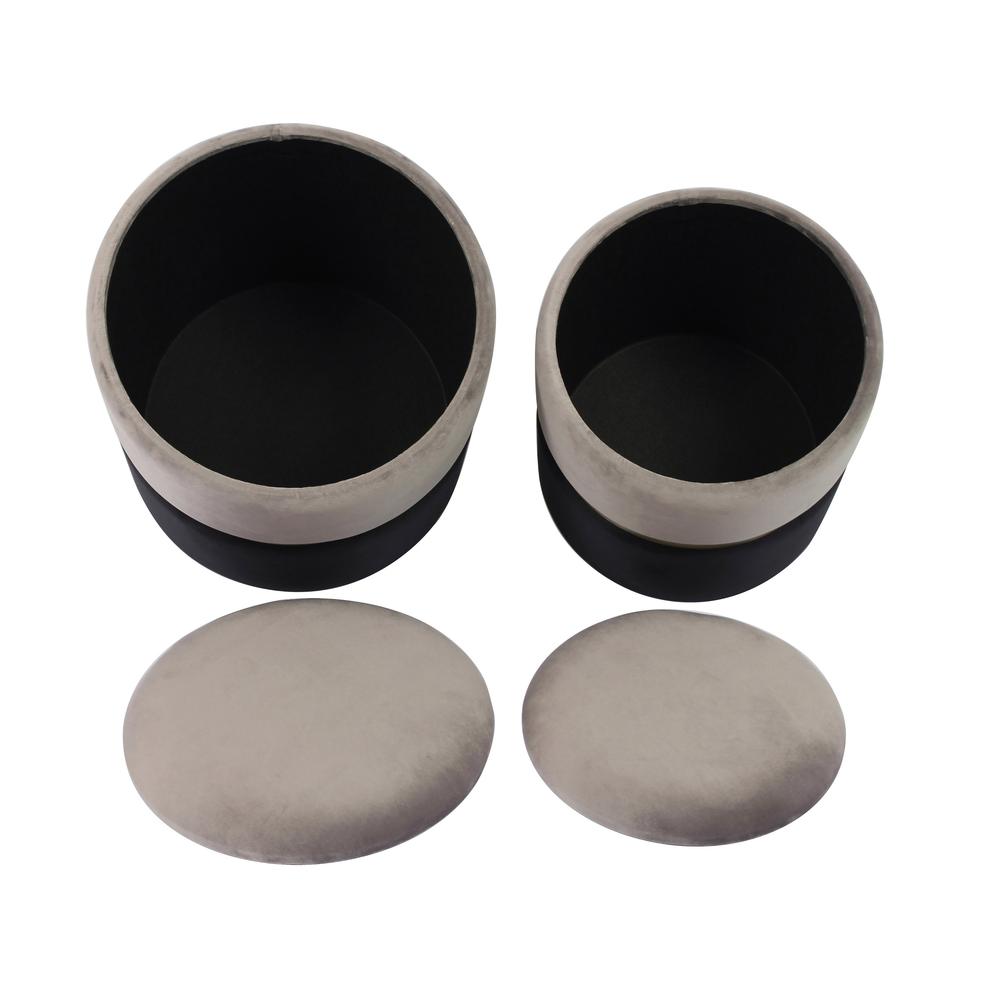 Gigi Grey Velvet Storage Ottomans - Set of 2. Picture 6