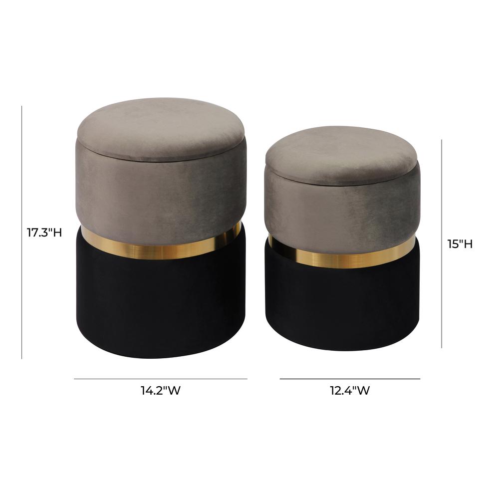 Gigi Grey Velvet Storage Ottomans - Set of 2. Picture 7