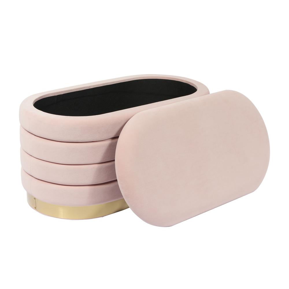 Lillian Blush Velvet Storage Bench. Picture 2