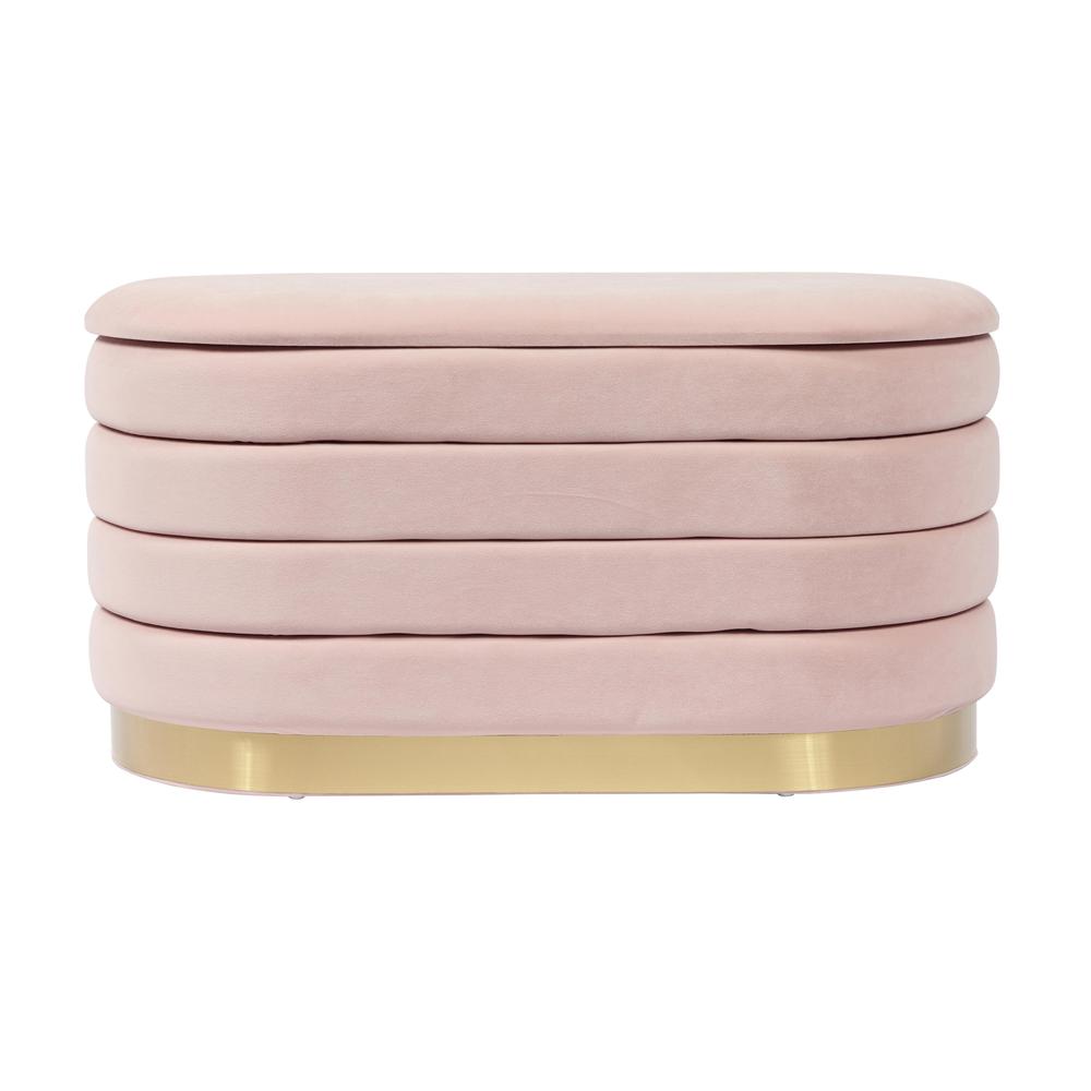 Lillian Blush Velvet Storage Bench. Picture 7