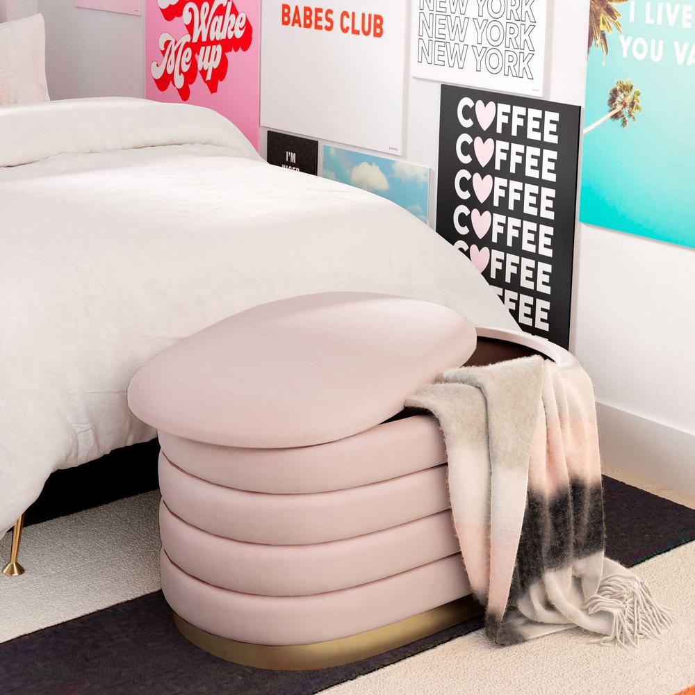 Lillian Blush Velvet Storage Bench. Picture 4