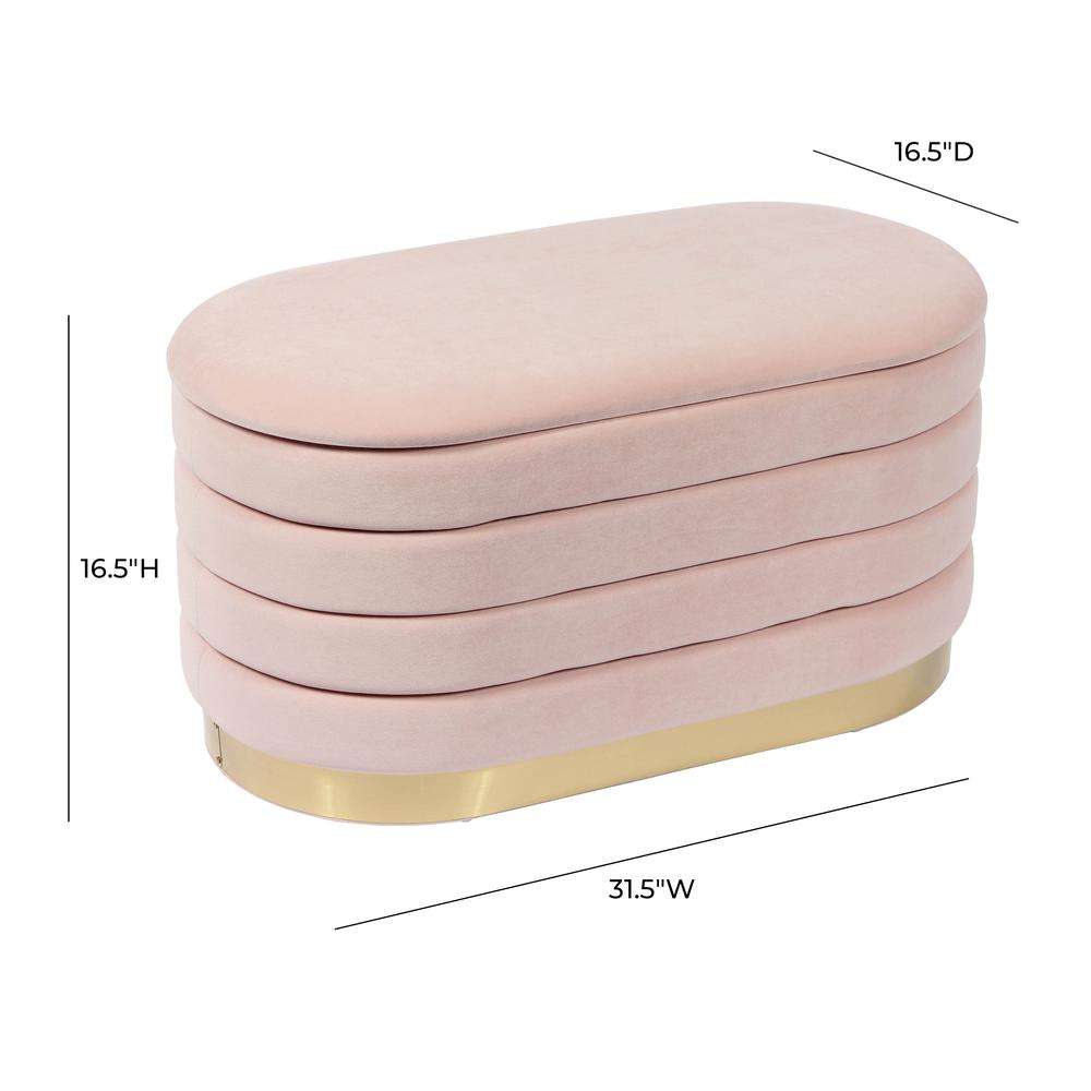 Lillian Blush Velvet Storage Bench. Picture 3