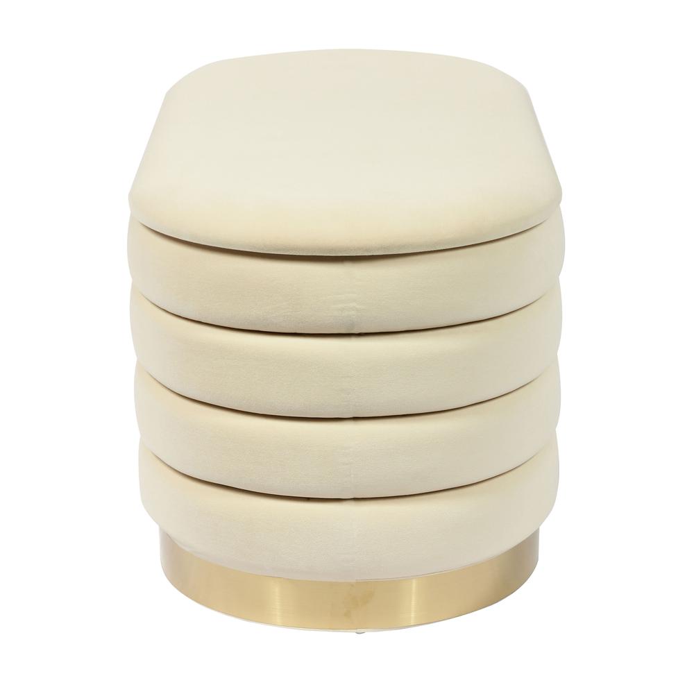 Lillian Cream Velvet Storage Bench. Picture 9