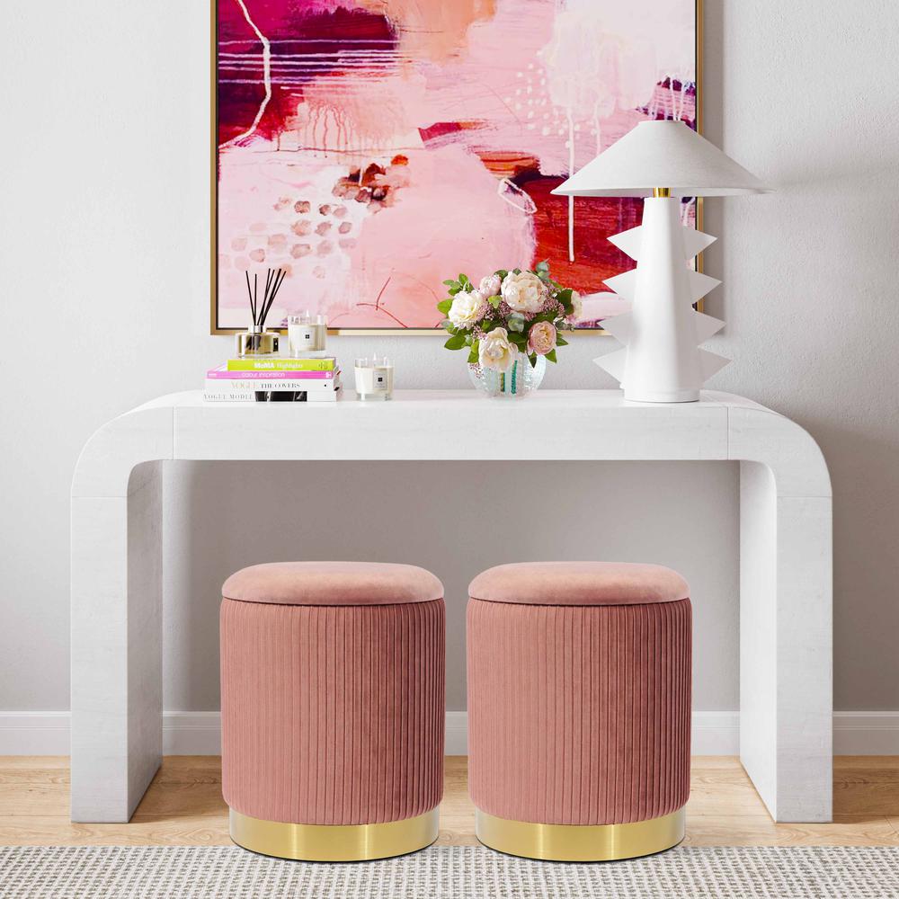 Zoe Blush Velvet Storage Ottoman. Picture 8