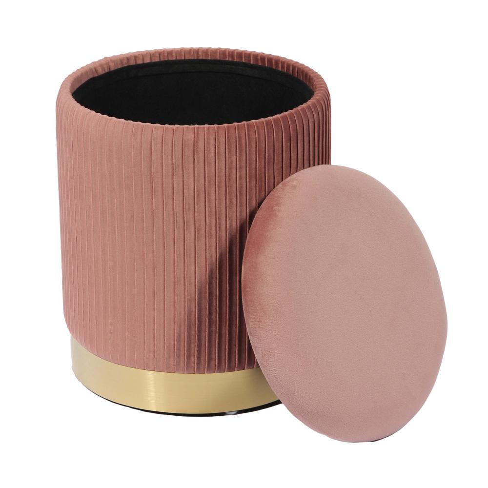 Zoe Blush Velvet Storage Ottoman. Picture 6