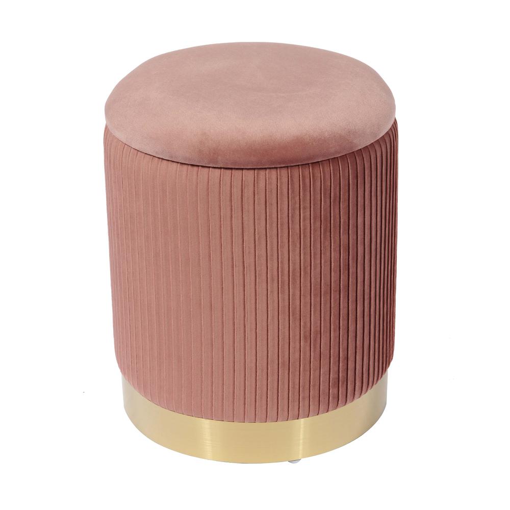 Zoe Blush Velvet Storage Ottoman. Picture 2