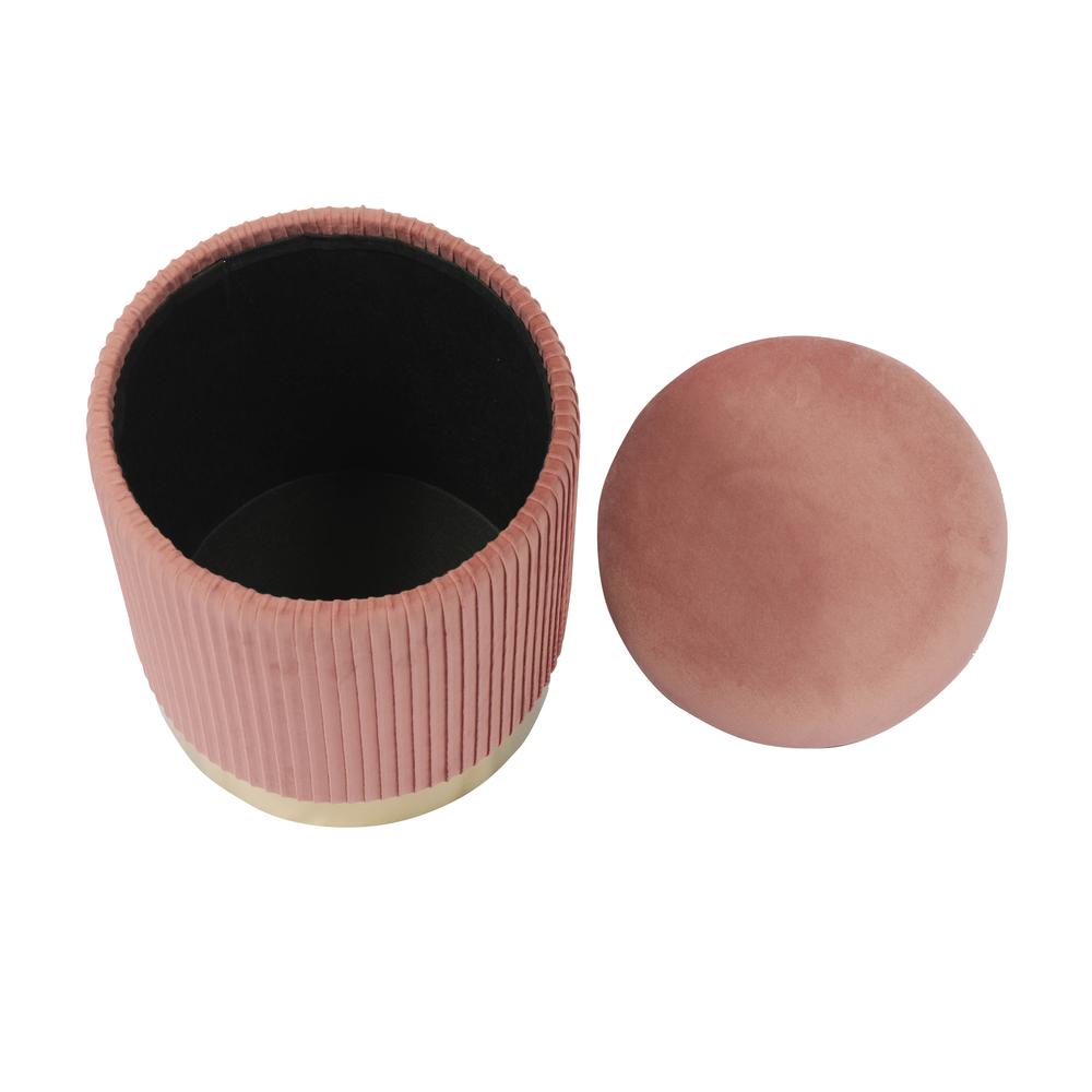 Zoe Blush Velvet Storage Ottoman. Picture 3